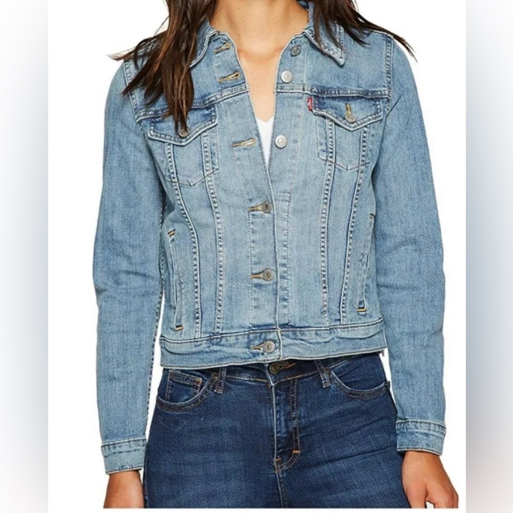 Levi 's The Original Trucker Denim Flap Picket Slightly Dustressed Jacket Size M